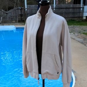 Eddie Bauer Full Zip-Up Beige Long Sleeve Cotton Blend Hoodie Sweatshirt…